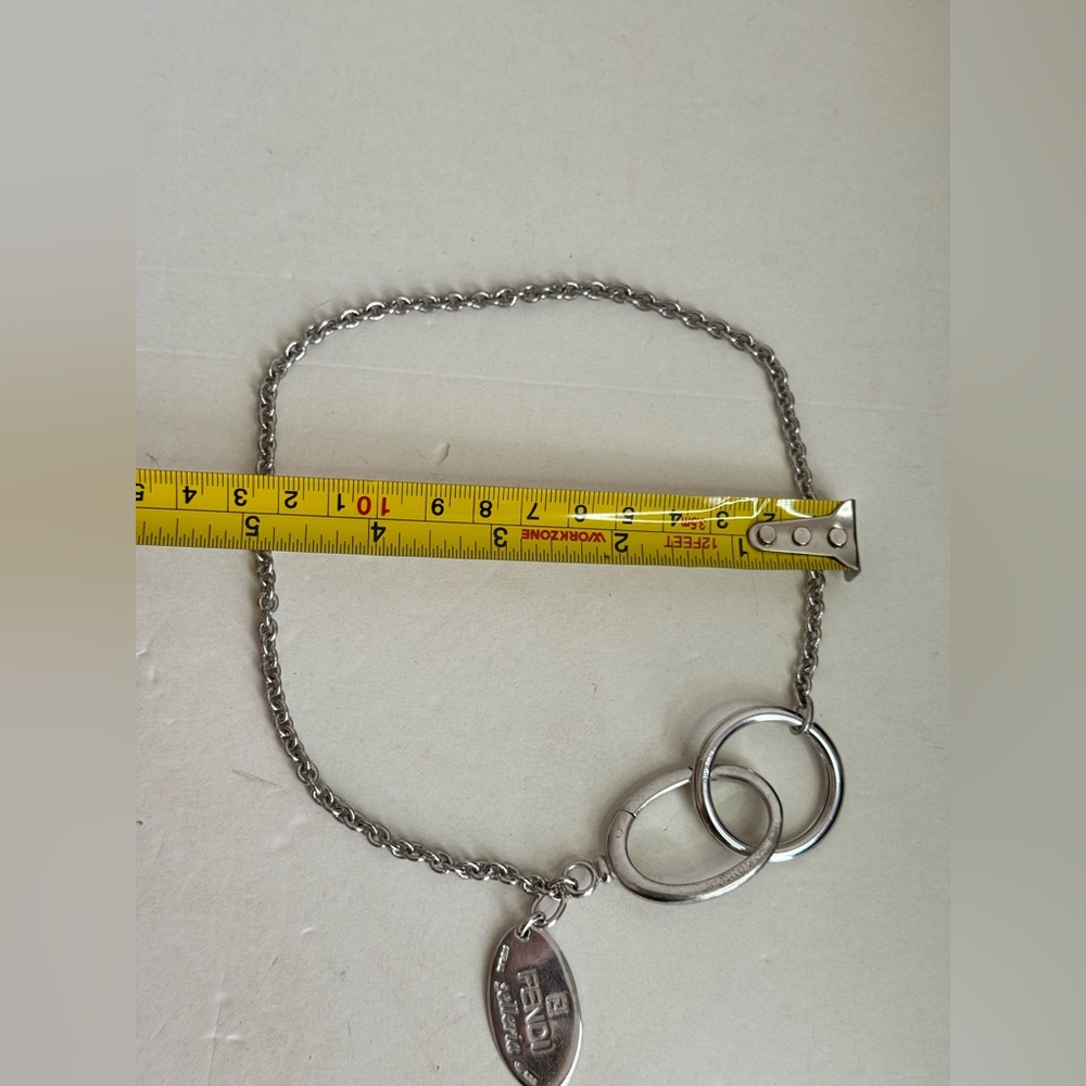 FENDI Vintage Necklace Selleria Oval Plate Charm 925 Silver - Picture 6 of 13